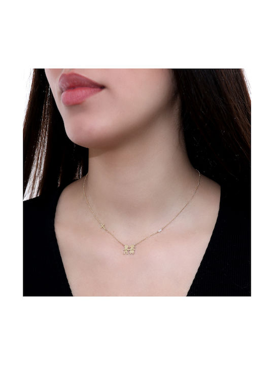 Necklace Family from Gold 14K with Pearls