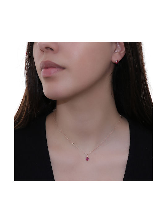 Necklace from Rose Gold 14K with Zircon