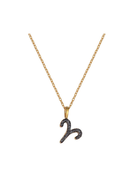 Necklace Zodiac Sign from Gold Plated Silver with Zircon