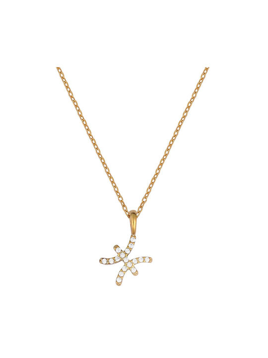 Necklace Zodiac Sign from Gold Plated Silver with Zircon