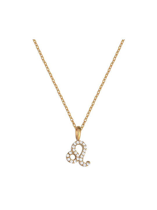 Necklace Zodiac Sign from Gold Plated Silver with Zircon