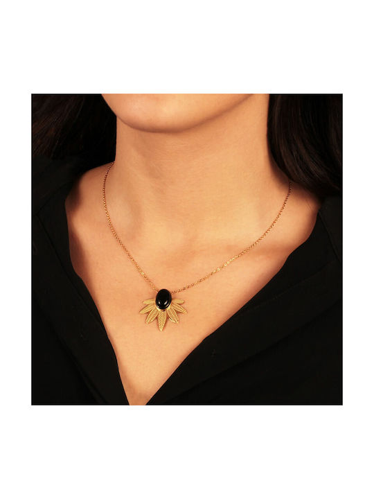 Necklace with design Flower from Gold Plated Steel