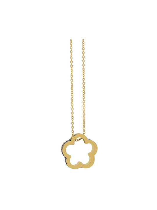 Necklace with design Flower from Gold Plated Steel