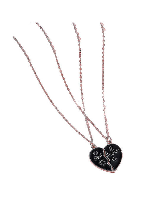 Necklace with design Heart from Silver Black