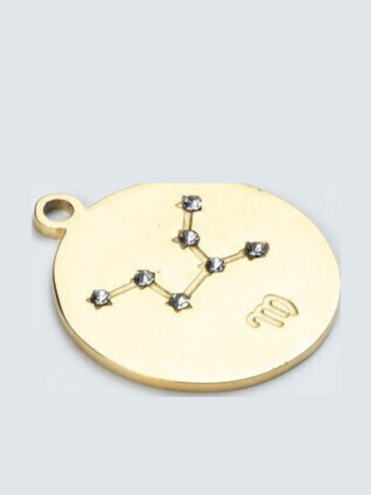 Cuoro Zodiac Sign from Gold Plated Steel with Zircon