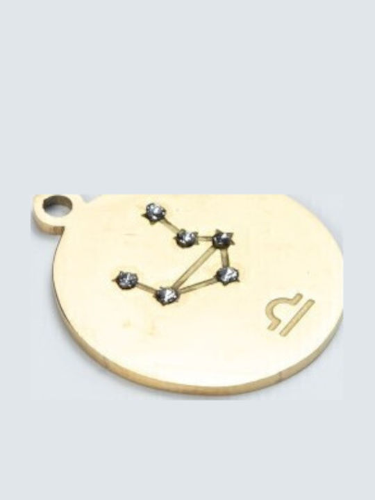 Cuoro Zodiac Sign from Gold Plated Steel with Zircon