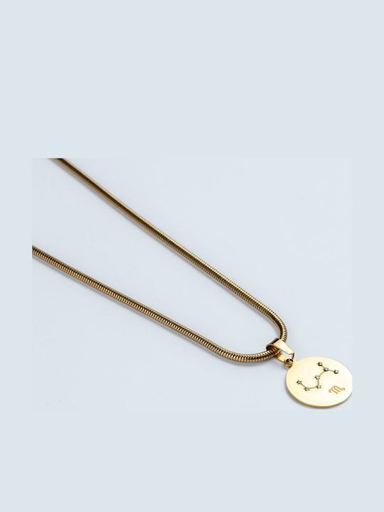 Cuoro Zodiac Sign from Gold Plated Steel with Zircon
