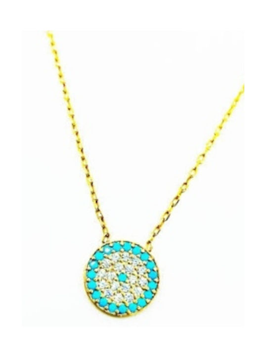 PS Silver Necklace Eye from Gold Plated Silver with Zircon