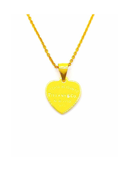 PS Silver Necklace with design Heart from Gold Plated Silver