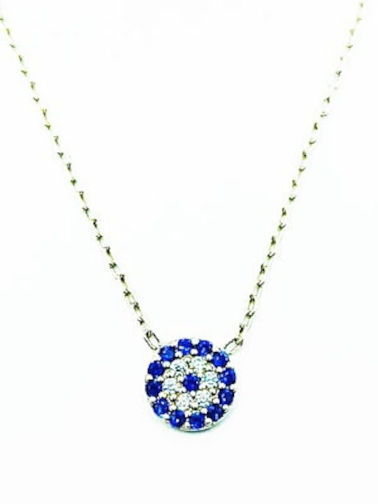 PS Silver PS Silver Halskette mit Auge aus Silber mit blauen Zirkonen