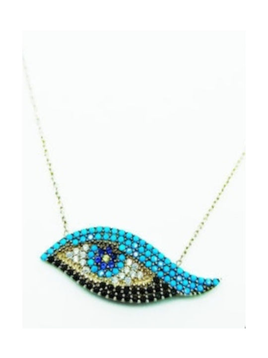 PS Silver Necklace Eye from Silver with Zircon