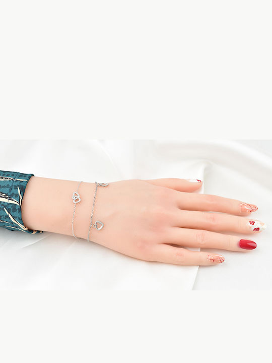 Γυναικείο Βραχιόλι Αλυσίδα Bracelet 9mm με σχέδιο Καρδιά από Ασήμι