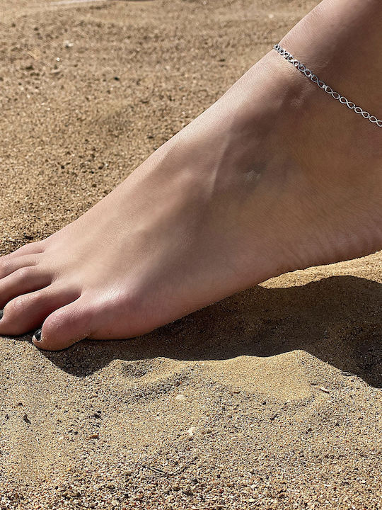 Дамско Гривна Anklet Верига от Бяло злато 14K