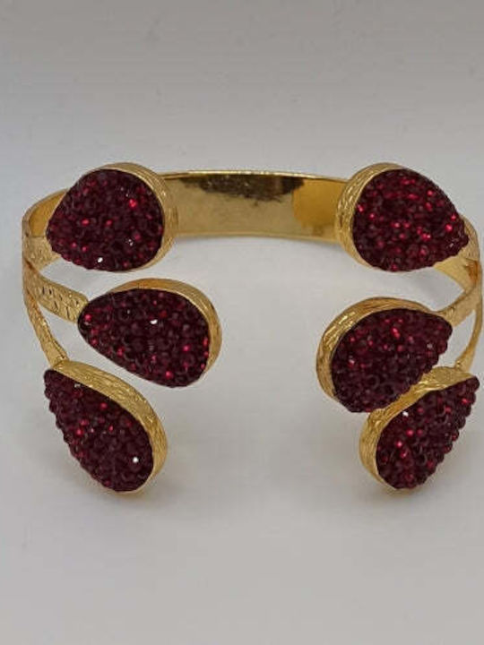 Bracelet Handcuffs made of Brass Gold Plated with Zircon