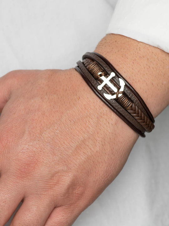 Bracelet with design Anchor made of Leather