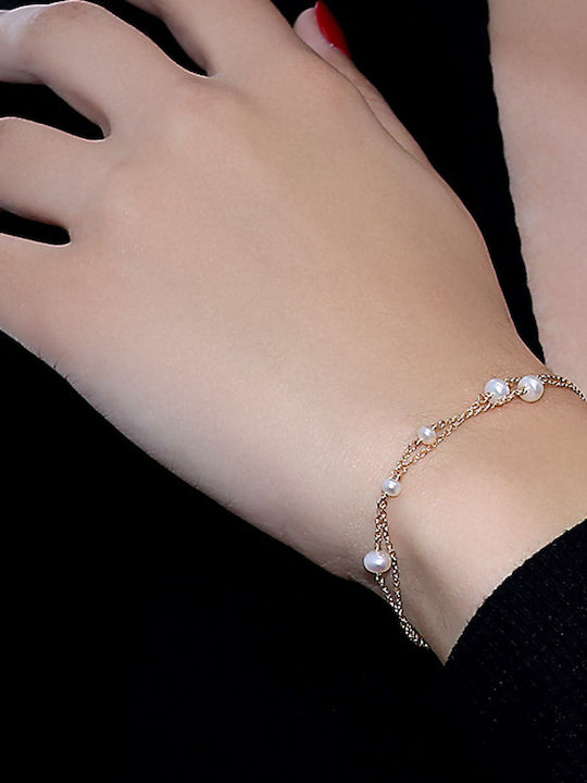 Bracelet Chain made of Gold 14K with Pearls