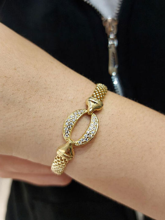 Preziosa Women's Silver Chain Bracelet Gold Plated with Zircon 19cm