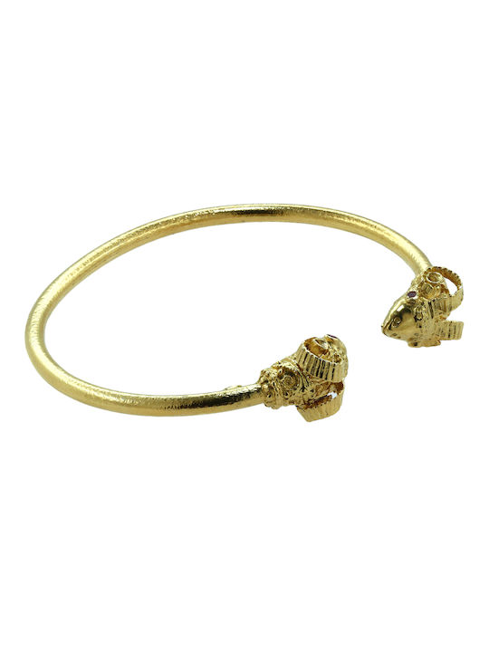 Bracelet Handcuffs made of Silver Gold Plated with Zircon