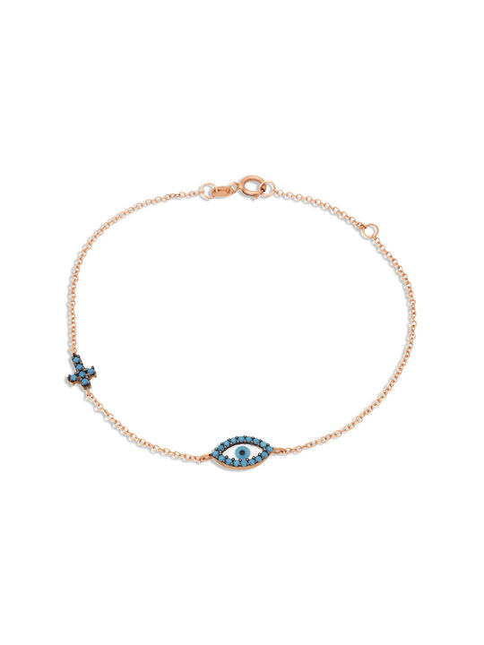 Bracelet Chain with design Eye made of Gold 14K with Zircon