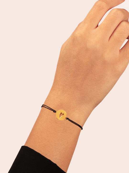 Damen Armband Makramee mit Design Herz aus Kabel Vergoldet