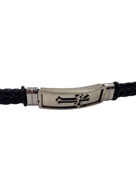 Bracelet Id with Cross design made of Leather