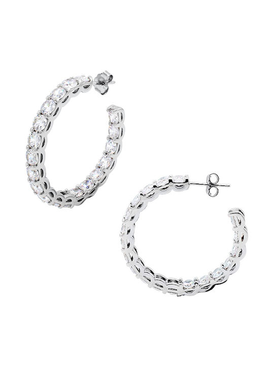 Earrings Hoops made of Silver with Stones