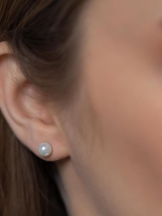 Piercing.gr Μονό Σκουλαρίκι Καρφωτό από Ατσάλι Επιχρυσωμένο με Πέτρες & Πέρλες