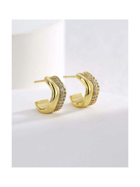 Earrings Hoops Gold Plated with Stones