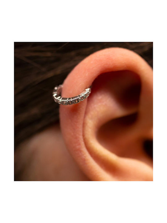 Single Earring Hoop made of Silver with Stones