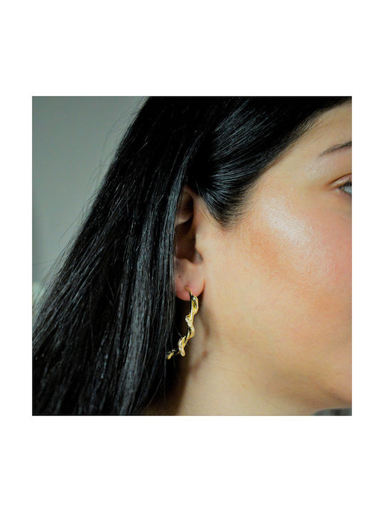 Earrings Hoops made of Silver Gold Plated with Stones