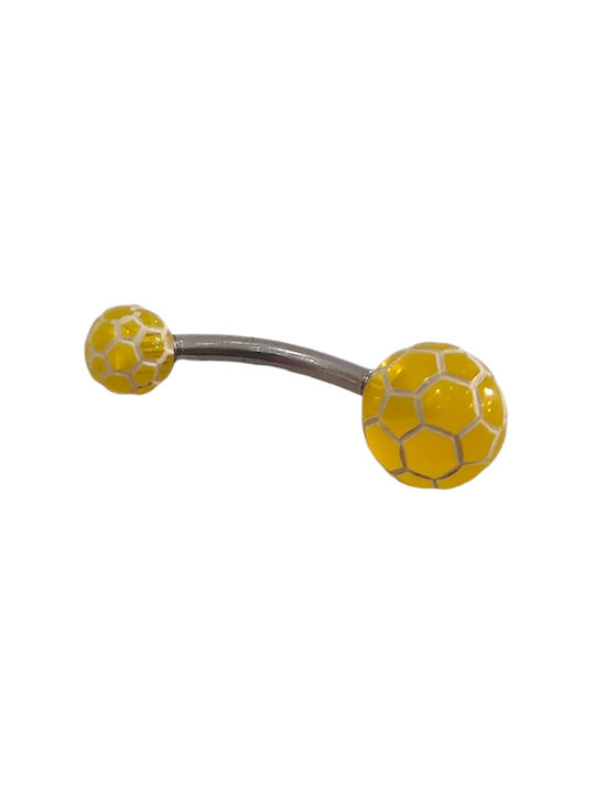 Navel Earring Bar made of Steel Gold Plated with Stones