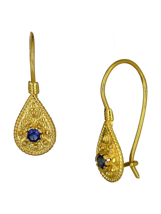 Earrings Pendants made of Gold 14K with Stones