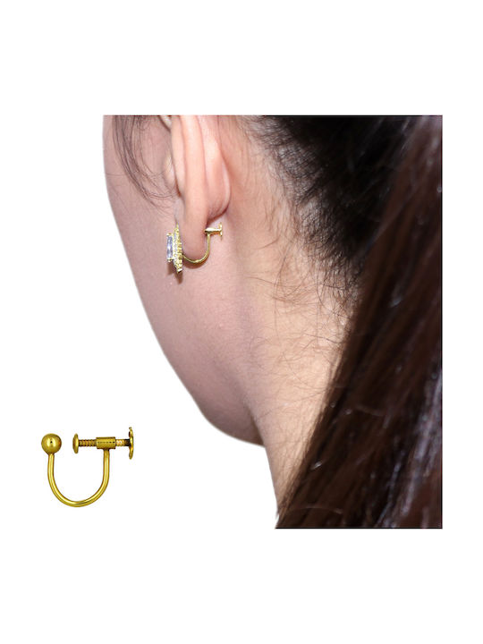 Earrings with Clip made of Gold 14K with Stones