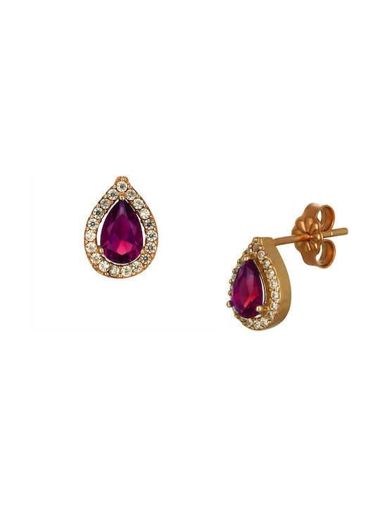 Earrings made of Pink Gold with Stones