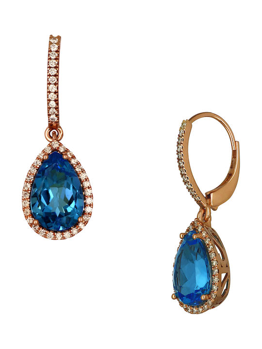 Blue Earrings Pendants with Diamond