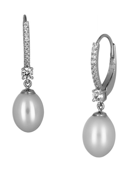 Earrings Pendants made of Platinum with Stones & Pearls