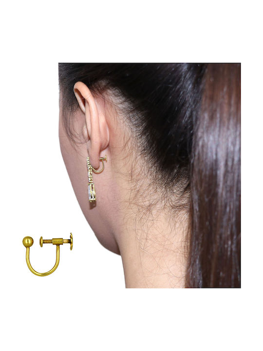 Earrings Pendants with Clip made of Gold 9K with Pearls