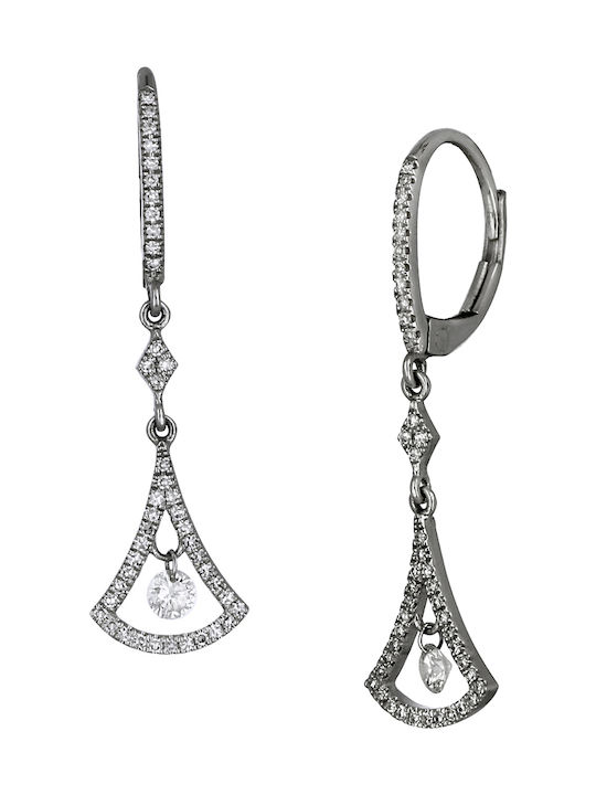 Earrings Pendants made of Platinum with Diamond