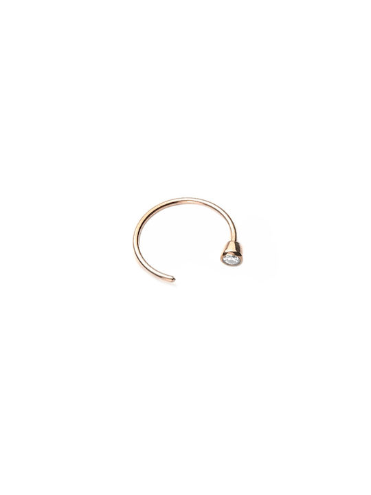 Nose Earring Hoop made of Pink Gold with Stones