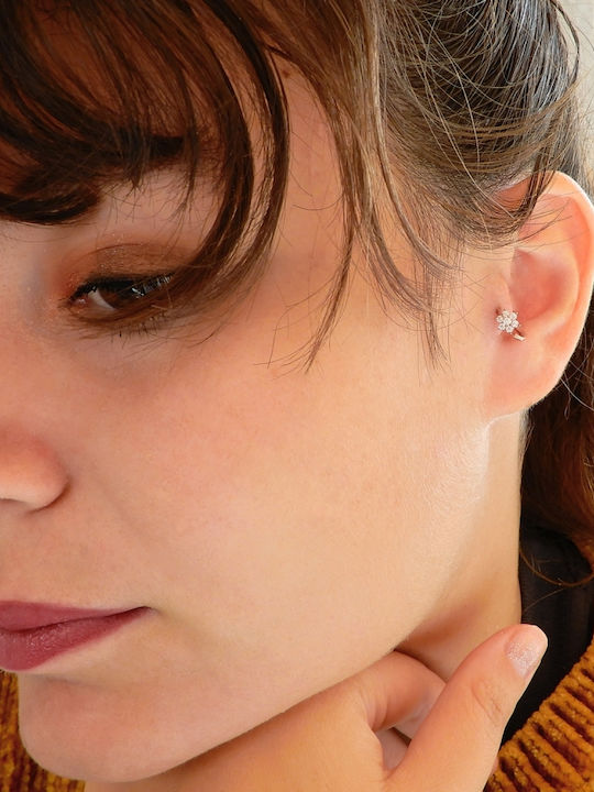 Σκουλαρίκι Barbell από Ροζ Χρυσό 9Κ 8 x 1.2mm