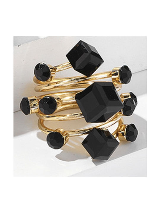 Women's Gold Plated Brass Ring with Stone