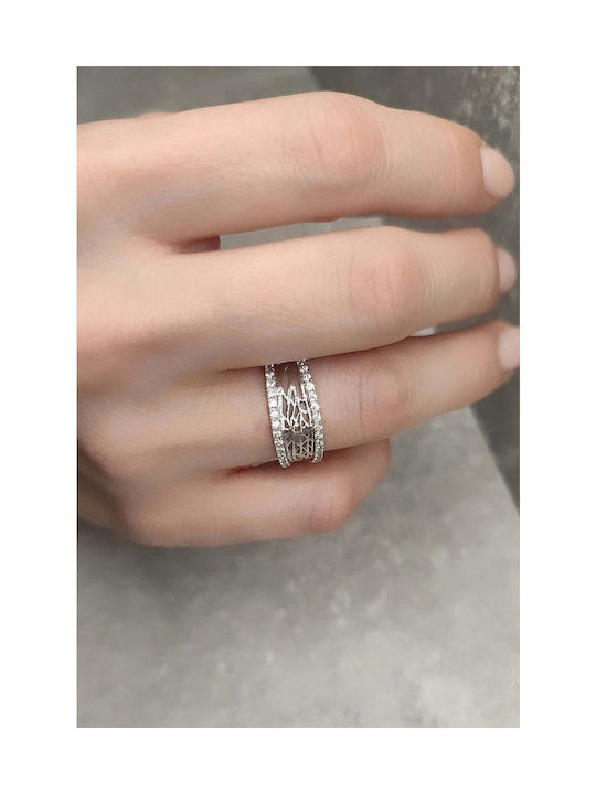 Women's White Gold Ring with Stone 14K