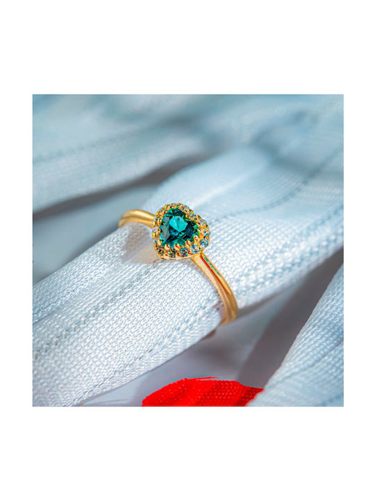 Women's Gold Ring with Zircon 14K