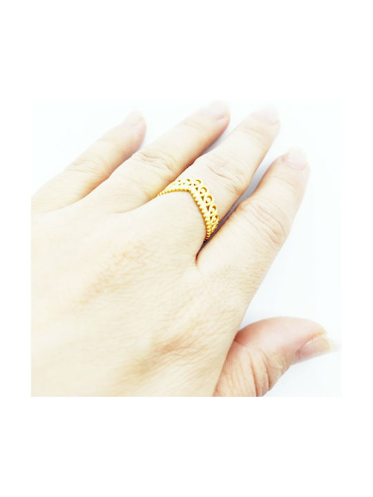 Women's Ring with Stones from Steel Gold Plated