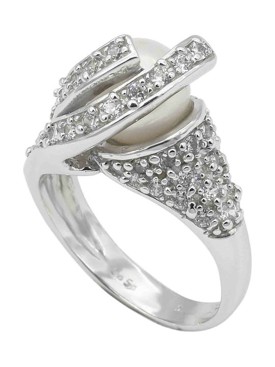 Women's White Gold Ring with Stone 14K