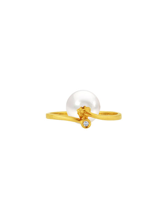 Women's Gold Ring with Pearl 18K