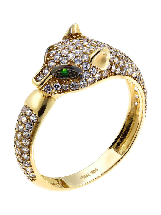 Women's Gold Ring with Zircon 14K