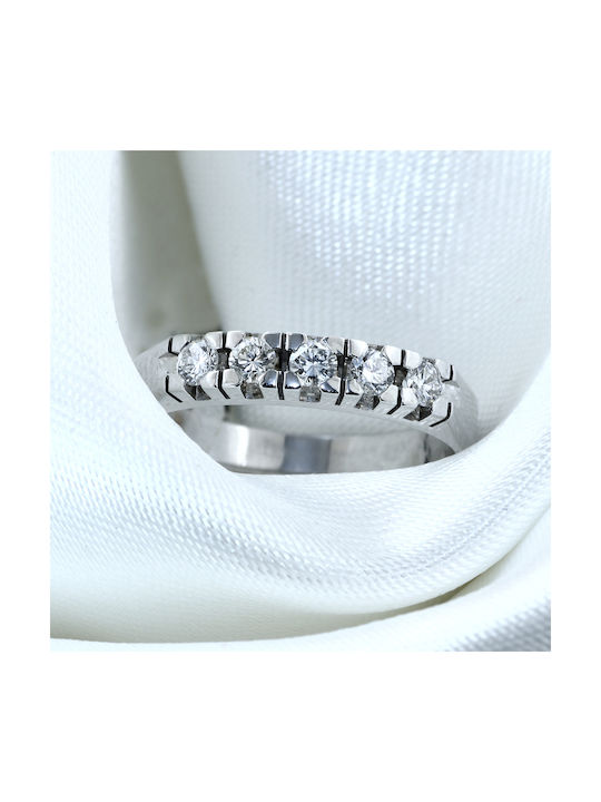 Women's White Gold Half Eternity Ring with Diamond 18K