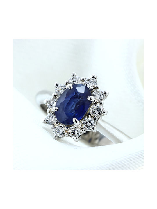 Women's White Gold Ring with Stone 18K
