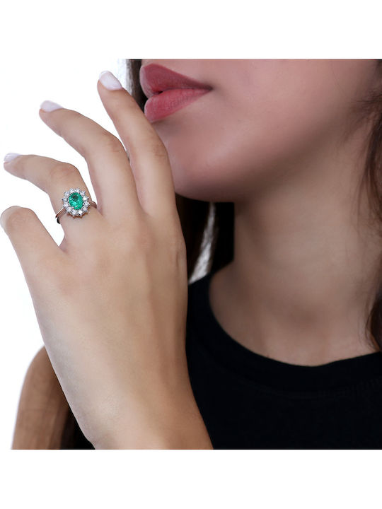 Damen Ring mit Diamant aus Weißgold 18K